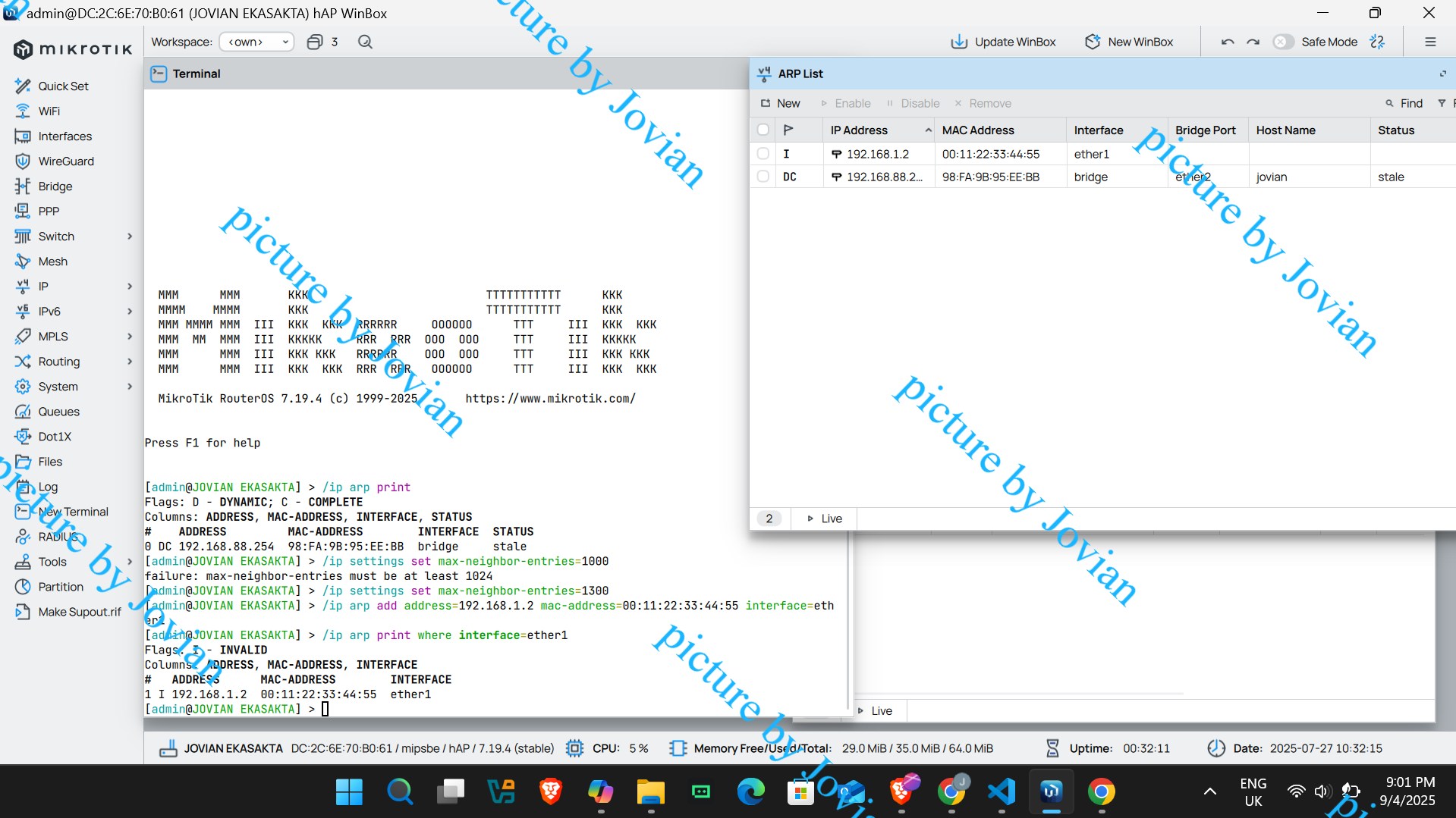 Topologi ARP pada MikroTik RouterOS